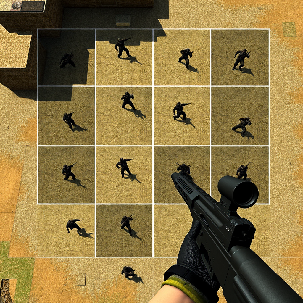 Counter-Strike 2 fejlett taktikai elemzés, különböző stratégiai formációk és mozgási minták bemutatása
